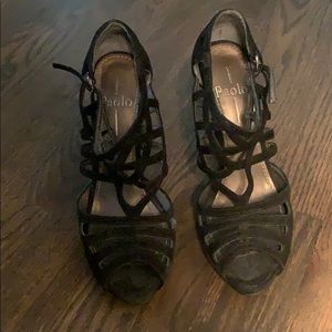 Linea Paolo black strappy heels size 7